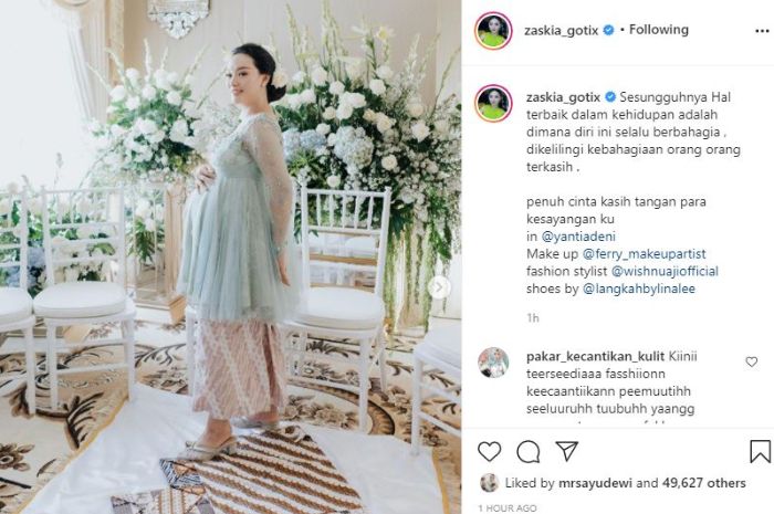 Potret cantik Zaskia Gotik dalam acara tujuh bulan kehamilannya