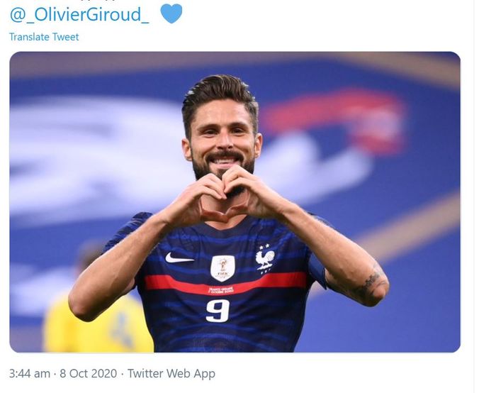 Penyerang timnas Prancis, Olivier Giroud.