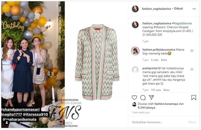 Penampakan kardigan Nagita Slavina yang mampu kejutkan netizen karena disangka murah padahal harga aslinya Rp 21 juta