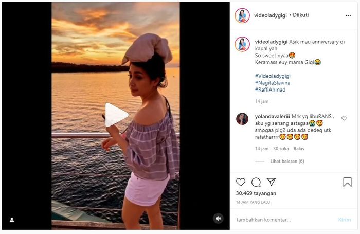 Cuplikan video Raffi Ahmad dan Nagita Slavina yang sedang berlibur demi memperingati anniversary pernikahannya yang ke-6, komentar netizen jadi sorotan