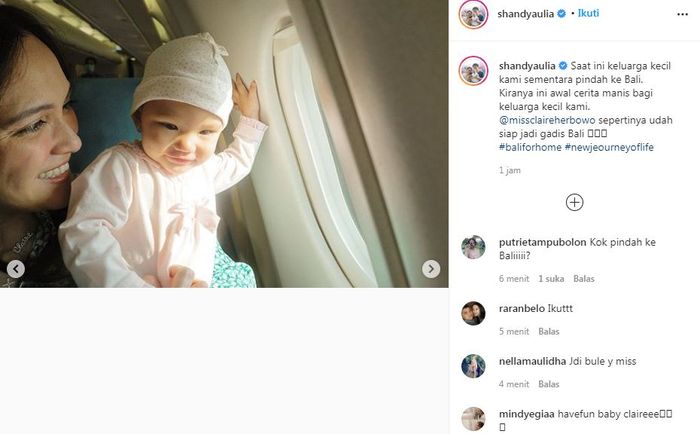 Shandy Aulia memutuskan untuk pindah ke Bali sementara waktu.