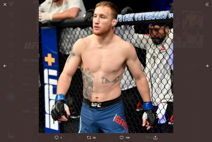 Petarung kelas ringan UFC, Justin Gaethje.