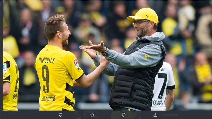 Juergen Klopp dan Ciro Immobile saat masih sama-sama di Borussia Dortmund.