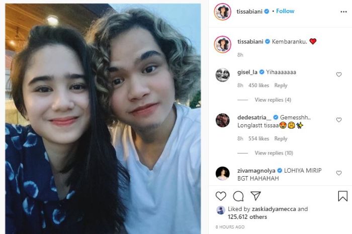 Tissa Biani mengunggah foto bersama Dul Jaelani di akun Instagram pribadinya. 