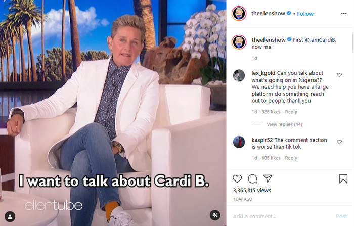 Tampilan baru rambut Ellen DeGeneres.