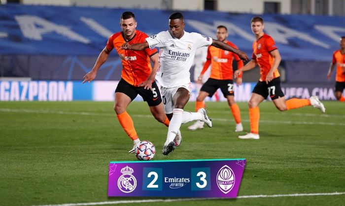 Real Madrid kalah 2-3 dari Shakhtar Donetsk dalam partai Liga Champions di Estadio Alfredo Di Stefano, Rabu (21/10/2020).