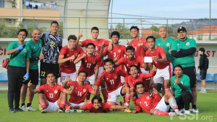 Timnas Indonesia U-19 usai melakoni laga internal di Kroasia, Jumat (23/10/2020).