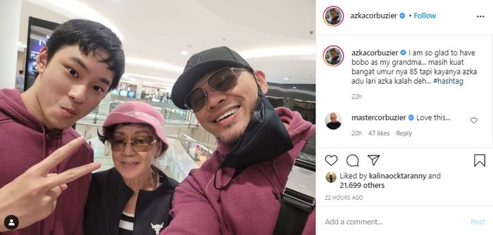 Ibunda Deddy Corbuzier jadi sorotan netizen usai berfoto bersama sang putra dan cucu tercinta, Azka Corbuzier