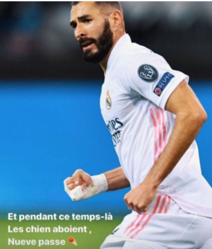 Unggahan INstagram Story striker Real Madrid, Karim Benzema.