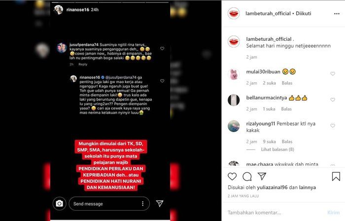 Rina Nose kepergok adu mulut dengan seorang warganet.