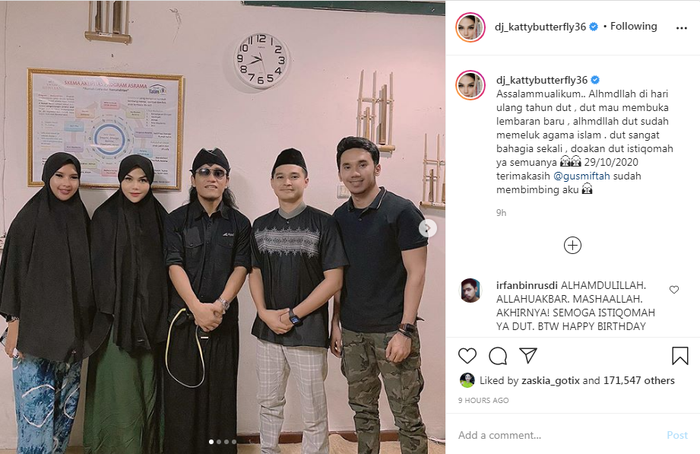 DJ Katty Butterfly resmi memeluk agama Islam tepat di hari ulang tahunnya, Kamis (29/10/2020).