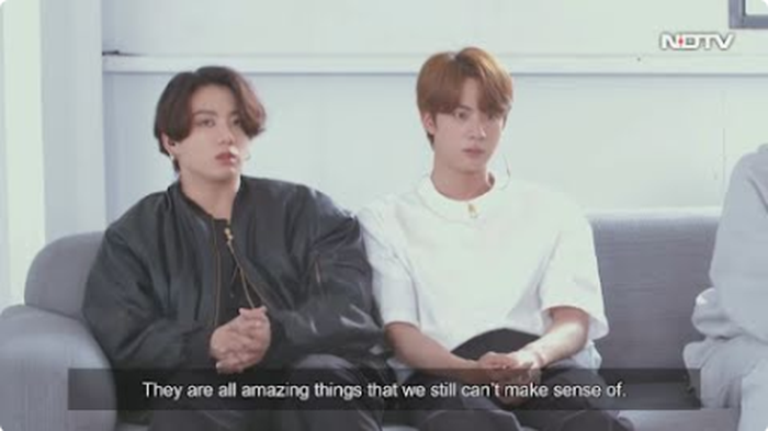  Jungkook BTS dan Jin BTS dalam wawancara eksklusif NDTV.