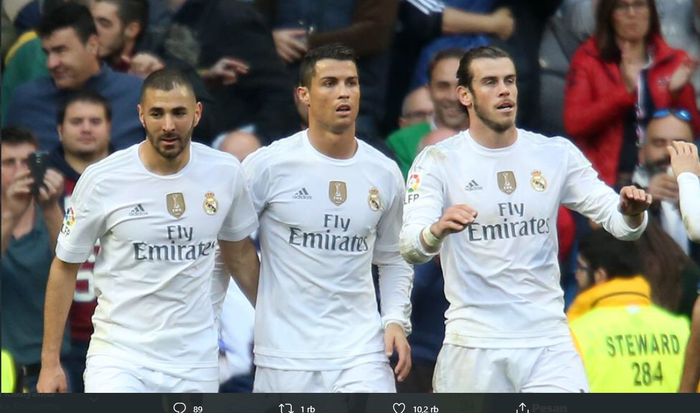 Trio BBC Real Madrid yang terdiri dari Gareth Bale, Karim Benzema, dan Cristiano Ronaldo