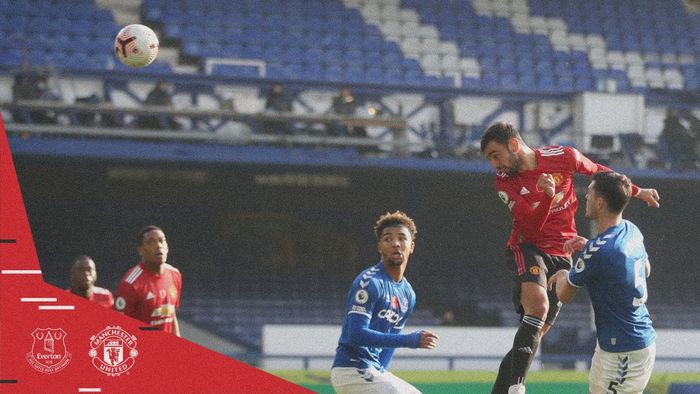 Gelandang Manchester United, Bruno Fernandes, mencetak gol ke gawang Everton di Goodison Park dalam laga Liga Inggris 2020-2021, Sabtu (7/11/2020) pukul 19.30 WIB.