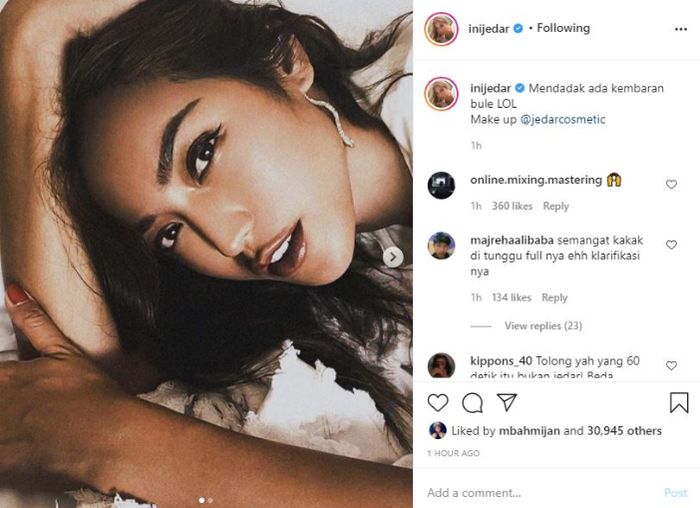 Postingan terbaru Jessica Iskandar yang membantah tuduhan video syur mirip dirinya.