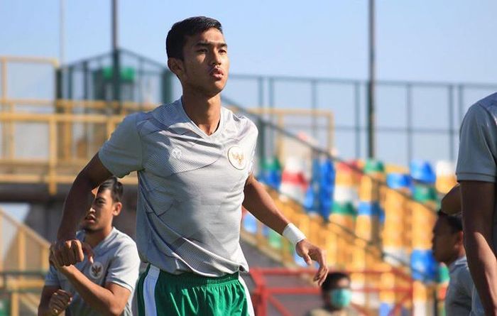 timnas U-19 Indonesia, Muhammad Fadhil Adhitya Aksah sedang menjalani latihan