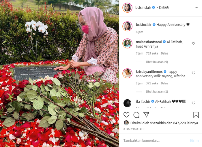 BCL kunjungi makam Ashraf Sinclair di hari ulang tahun pernikahan keduanya.