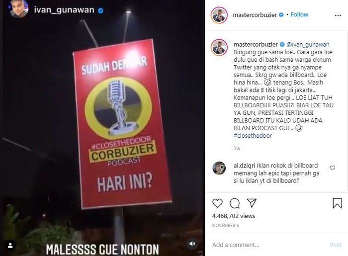 Penampakan Billboard yang dipasang Deddy Corbuzier untuk Ivan Gunawan