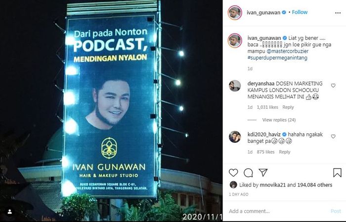 Billboard balasan Ivan Gunawan untuk Deddy Corbuzier