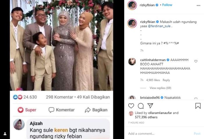 Komentar netizen di pernikahan Sule dan Nathalie Holscher jadi sorotan.