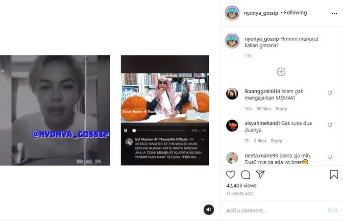 Nikita Mirzani blak-blakkan ngaku bakal betindak apabila bertemu langsung dengan Maaher At-Thuwailibi.