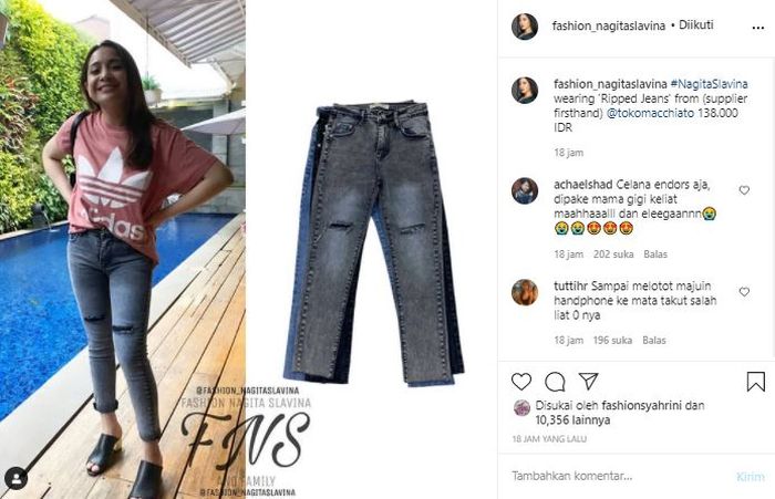 Nagita Slavina tak gengsi pakai celana jeans murah