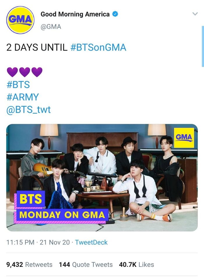 Countdown Good Morning America untuk BTS