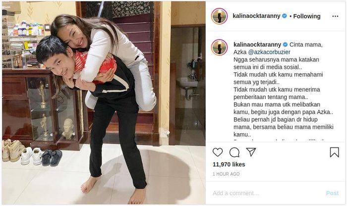 Pesan Kalina Ocktaranny untuk Azka Corbuzier terkait hubungannya dengan Vicky Prasetyo.