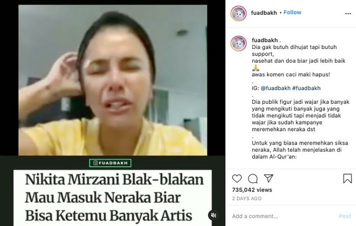 Video Nikita Mirzani Ngaku Nggak Gila Ingin Masuk Surga. 