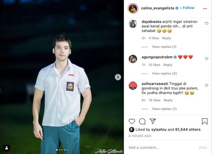 Celine pamer pose Stefan William pakai seragam SMA