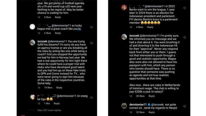 Tangkapan layar komentar super agen asal Norwegia, Ole Martin Ek, yang memarahi Dennis Wise.