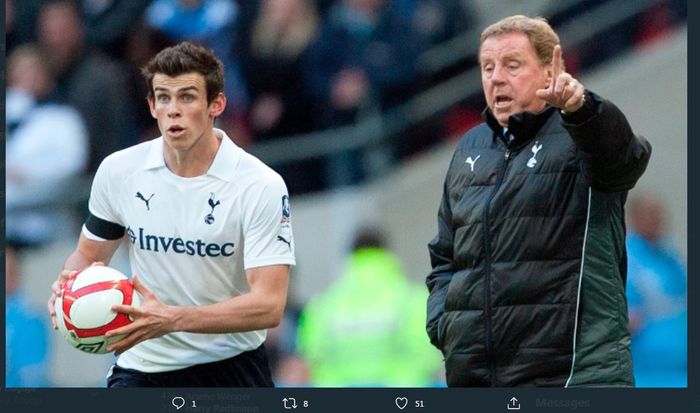 Harry Redknapp dan Gareth Bale saat masih bekerja sama di Tottenham Hotspur.