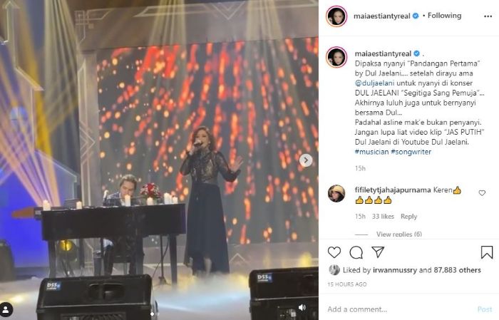 Maia Estianty tampil di acara konser Dul Jaelani.