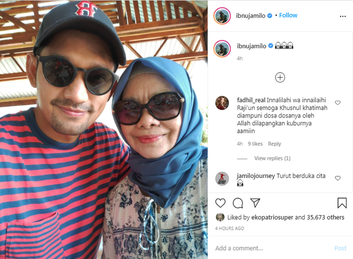 Ungkapan dukacita Ibnu Jamil atas meninggalnya ibunda Ririn Ekawati.