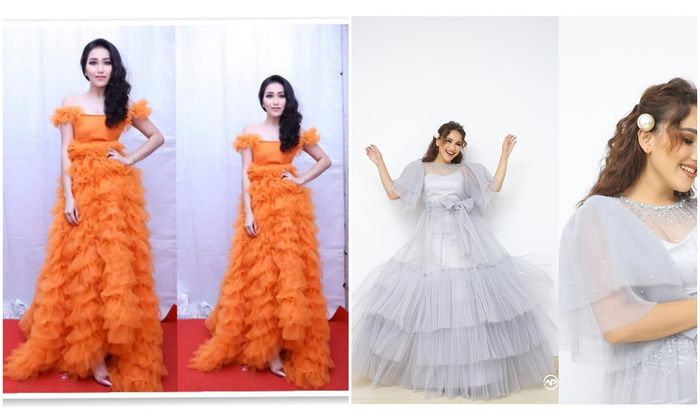 Ayu Ting Ting dalam balutan busana berombak dengan bahan tulle