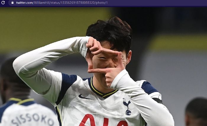 Pemain Tottenham Hotspur, Son Heung-min, merayakan gol ke gawang Arsenal dalam laga pekan ke-11 Liga Inggris 2020-2021 di Tottenham Hotspur Stadium, Minggu (6/12/2020) pukul 23.30 WIB.