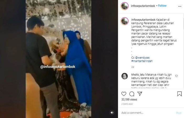 Mantan mempelai wanita (baju hitam) saat menghadiri acara pernikahan
