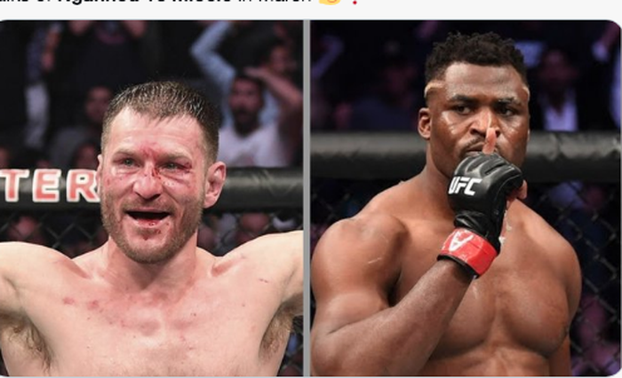 Dua petarung kelas berat UFC, Stipe Miocic (kiri) dan Francis Ngannou (kanan)