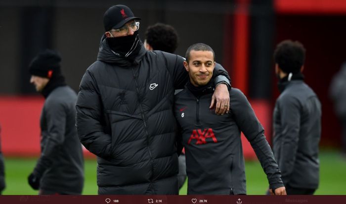 Thiago Alcantara sudah kembali berlatih bersama skuad utama Liverpool.