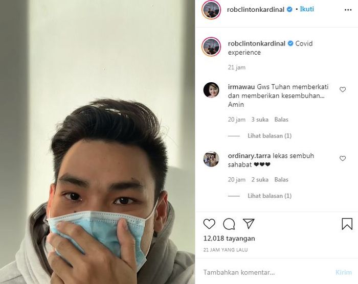  Kekasih Chelsea Islan, Rob Clinton Kardinal divonis terpapar Covid-19 setelah menjalani tes PCR Swab.