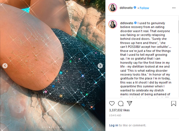 Demi Lovato pamerkan stretch mark di tubuhnya.