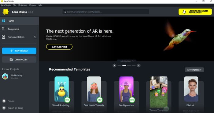 Tampilan Lens Studio