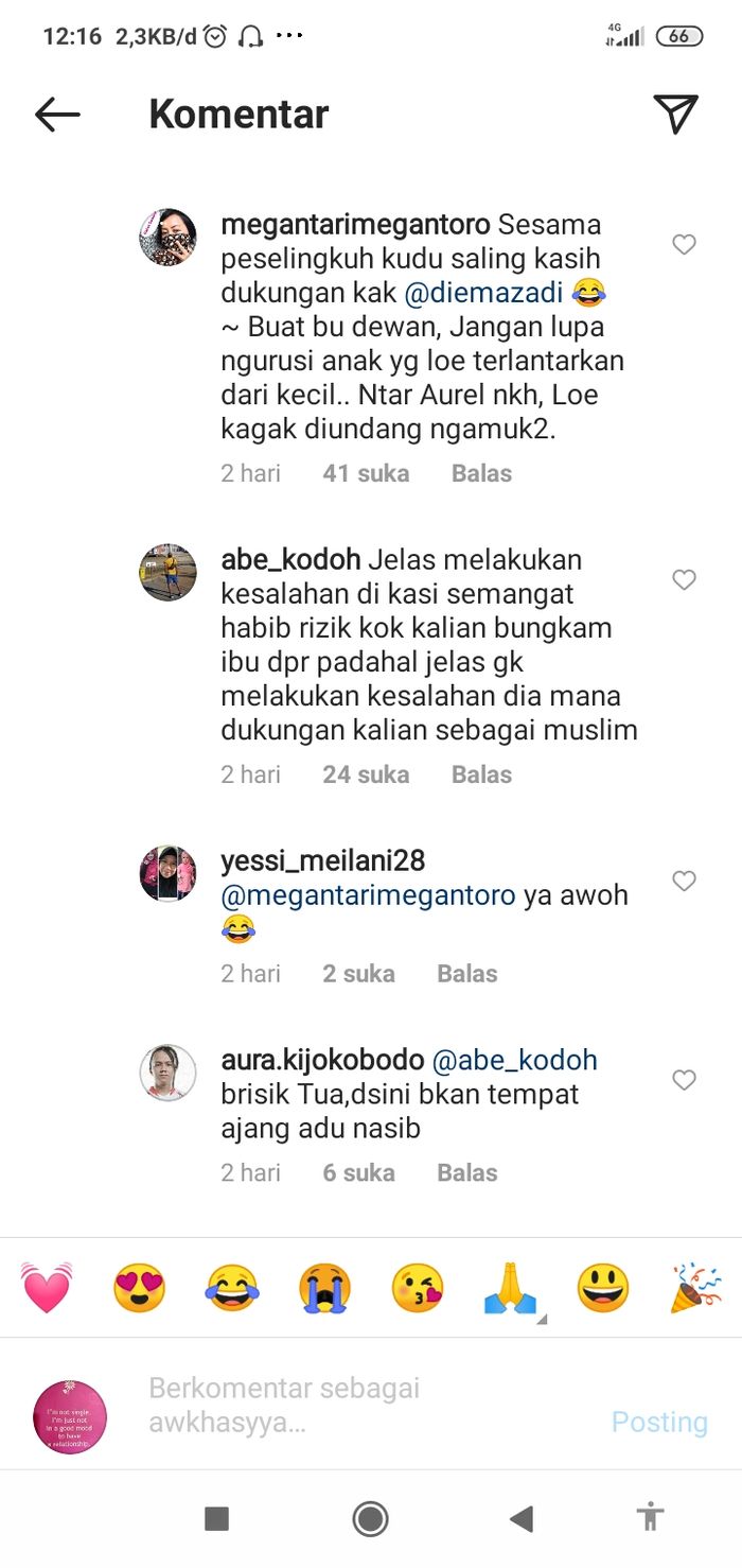 Komentar netizen atas dukungan Krisdayanti terhadap Gisella Anastasia.