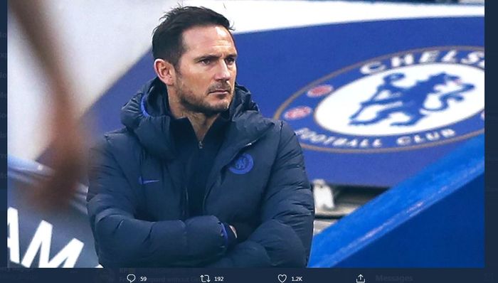 Ekspresi pelatih Chelsea, Frank Lampard.