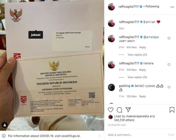 Raffi Ahmad tunjukkan undangan resmi
