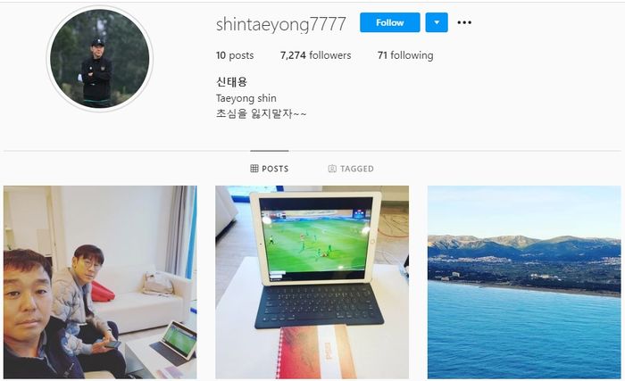 Akun Instagram Shin Tae-Yong.