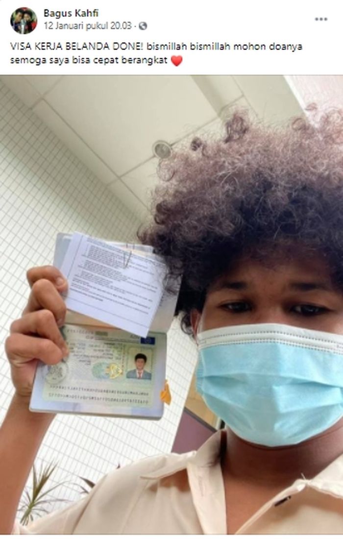 Unggahan Bagus Kahfi saat menyelesaikan visa kerja untuk bermain di Liga Belanda.
