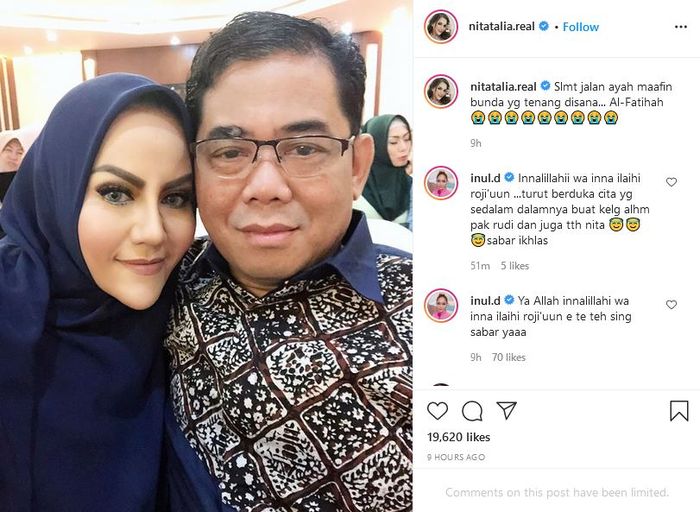 Nita Thalia umumkan sang mantan suami meninggal dunia