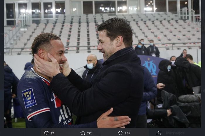 Pelatih Paris Saint-Germain, Mauricio Pochettino, bersama Neymar Jr.