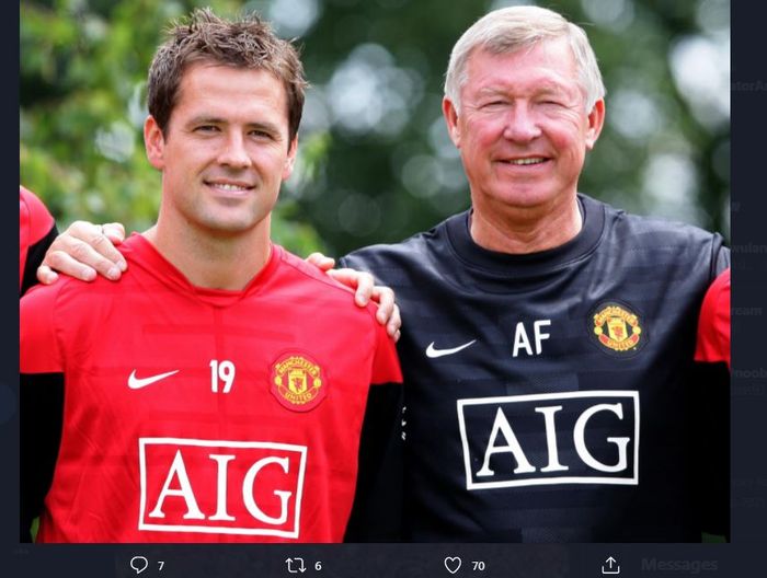 Michael Owen bersama Sir Alex Ferguson saat di Manchester United.